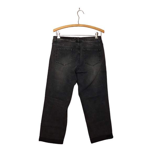 LOGO by Lori Goldstein Limited Edition Velvet Patchwork Jeans Washed Black 6P - Picture 6 of 15